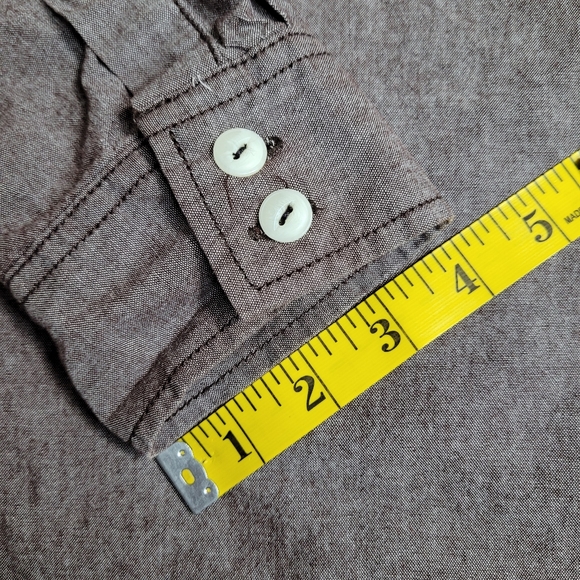 Vintage Marithe Francois Girbaud Mens L Brown Button Shirt Roll Tab Long Sleeve - Picture 6 of 13